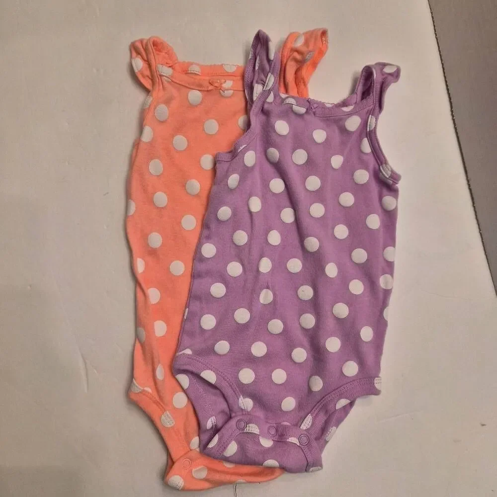 12 month Assorted girls baby Spring Summer outfits: Polka-dot,  Floral, Honeybee